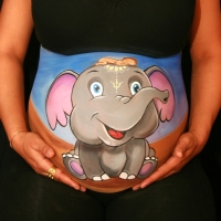 Pregnant Belly Painting Indian Elephant