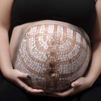 Pregnant Belly Painting Musaic Menorah