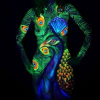 UV Bodypainting Peacock 2