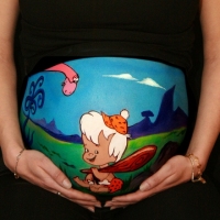 Pregnant Belly Painting Bamm-Bamm Rubble