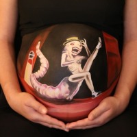 Pregnant Belly Painting Dancing Alien