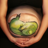 Pregnant Belly Painting Dinosaur fetus