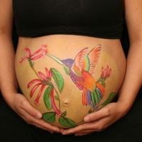 Pregnant-Belly-Painting-Hummingbird