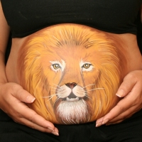 Pregnant Belly Painting Leo