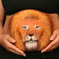 Pregnant Belly Painting Leo