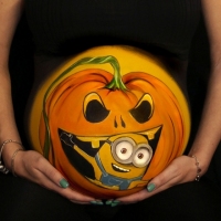Pregnant Belly Painting Minion in Pumpkin