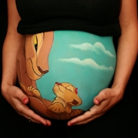 Pregnant Belly Painting Nala and Sarabi