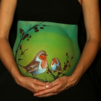 Pregnant Belly Painting Nightingales