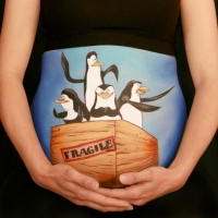 Pregnant Belly Painting Pinguins of Madagaskar