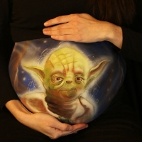 Pregnant Belly Painting Yoda